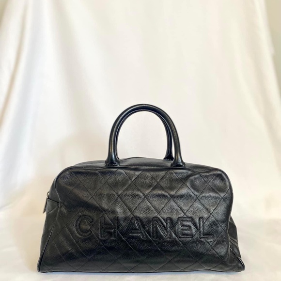 Authenticated CC Black Leather Bowling Bag - Picture 2 of 16